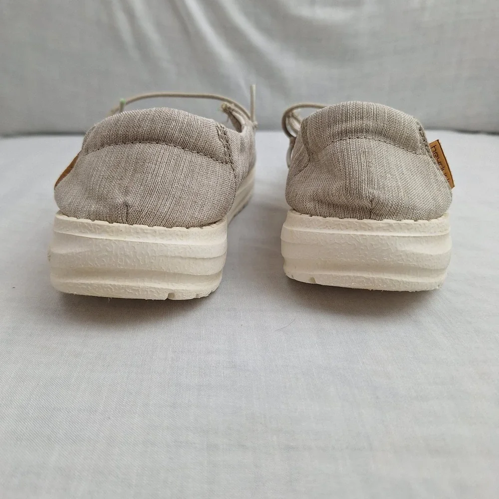 Cottagecore Boho Bohemian Hey Dude Linen Beige K13 Slip On Wendy Youth Kids